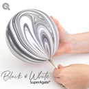 (Closeout) Qualatex Balloons Black & White Rainbow Super Agate 30"