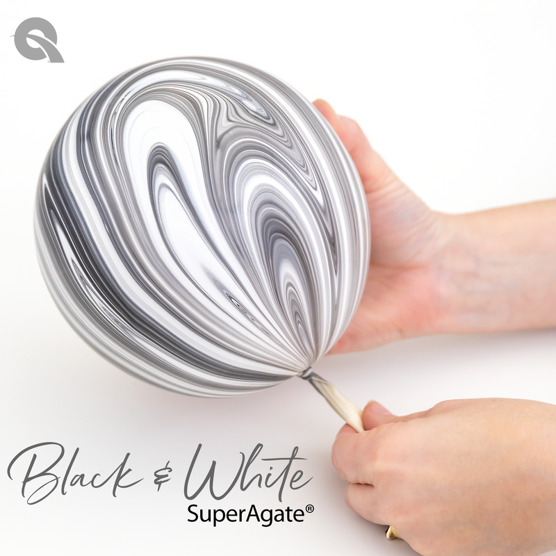 Qualatex Balloons Black & White Rainbow Super Agate Size Selections