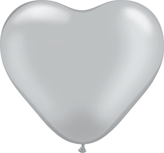 (Closeout) Silver Hearts 6" Qualatex Balloons