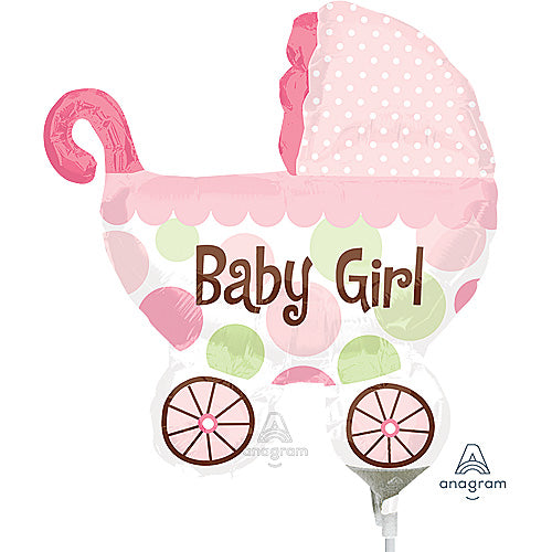 Baby Girl Buggy Balloons 11"