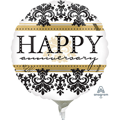 Happy Anniversary Damask Balloons 4in.
