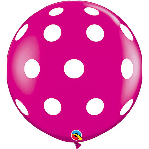 (Closeout) Qualatex Balloons Big Polka Dots Wild Berry 36" F054