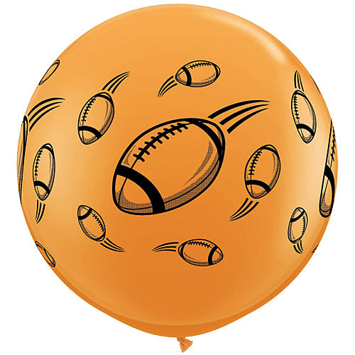(Closeout) Qualatex Balloons Footballs On Orange Latex 36" F051