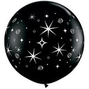 (Closeout) Qualatex Balloons Sparkle & Swirls Onyx Black 36"
