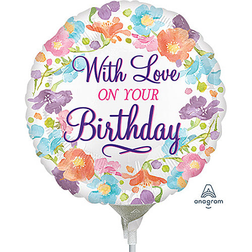 Birthday With Love Balloons 4in.