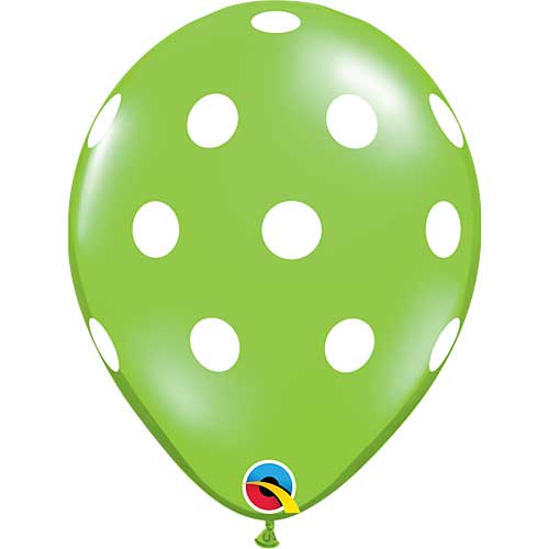 (Closeout) Qualatex Balloons Big Polka Dots Lime Green 11" E236