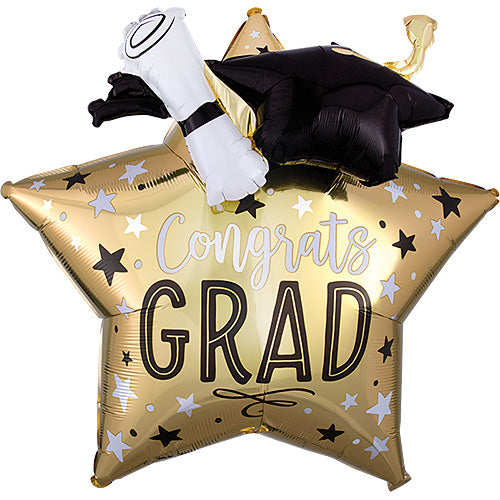 Grad Star Cap & Diploma Balloons 28"