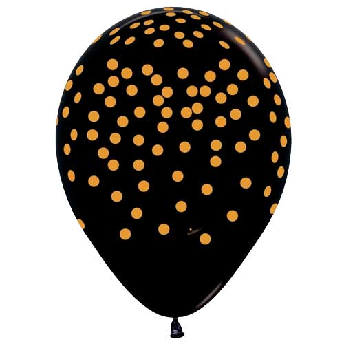 (Closeout) Sempertex Gold Confetti on Black Balloons 11" F032