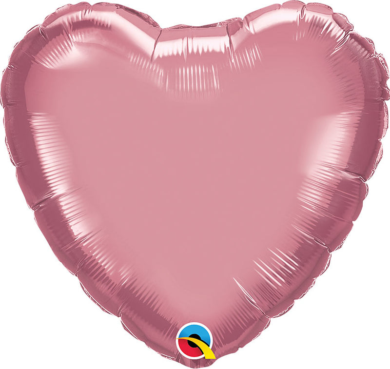 Chrome Mauve Foil Heart Balloons 18"