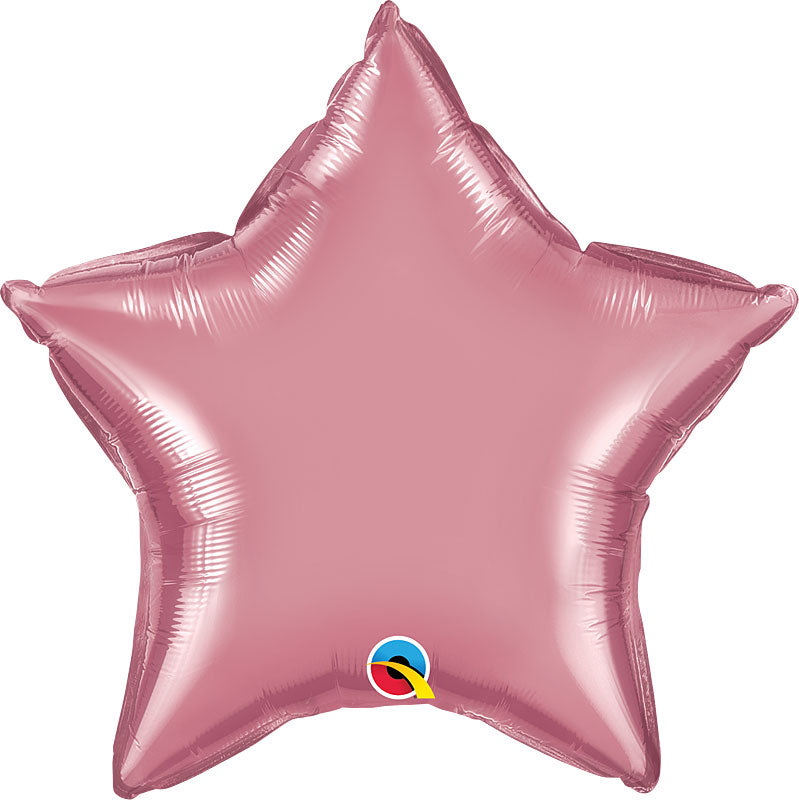Chrome Mauve Foil Star Balloons 18"