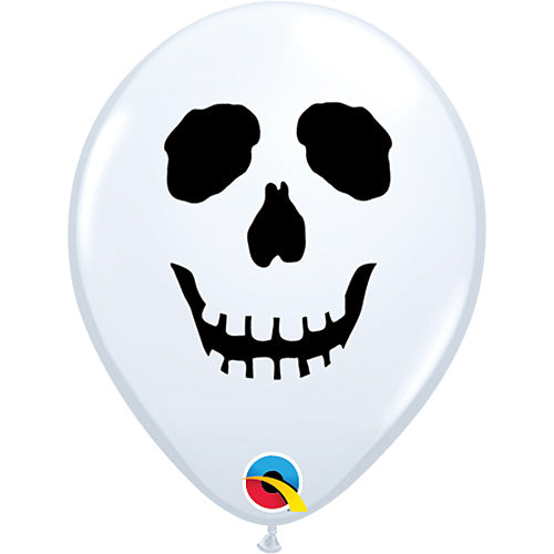 (Closeout) Qualatex Balloons Skull Face On White 5" 100pc.