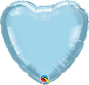 (Closeout) Pearl Light Blue Foil Heart Balloons Size Selections