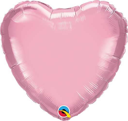 Pearl Pink Foil Heart Balloons Size Selections