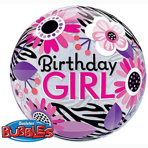 (Closeout) Birthday Girl Bubble Balloons 22in.