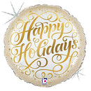 Glistening Happy Holidays Balloons 18"