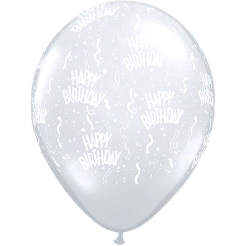 Birthday Around On Diamond Clear 11" 50pc. Qualatex Balloons
