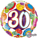 (Closeout) Big Dots 30 Birthday Holographic Balloons 18in.