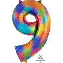 (Closeout) Number 9 Rainbow Balloons 34"