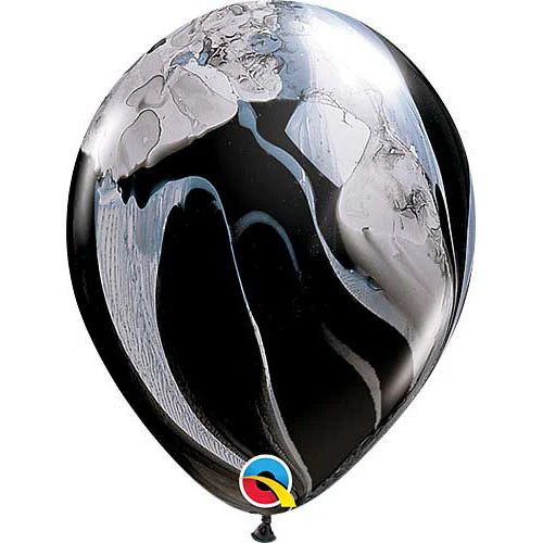 (Closeout) Qualatex Balloons Black & White Rainbow Super Agate Size Selections