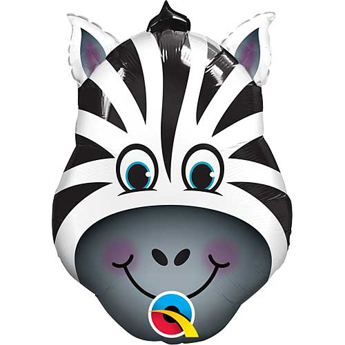 Air Fill Zany Zebra Head Shape Balloons 14"