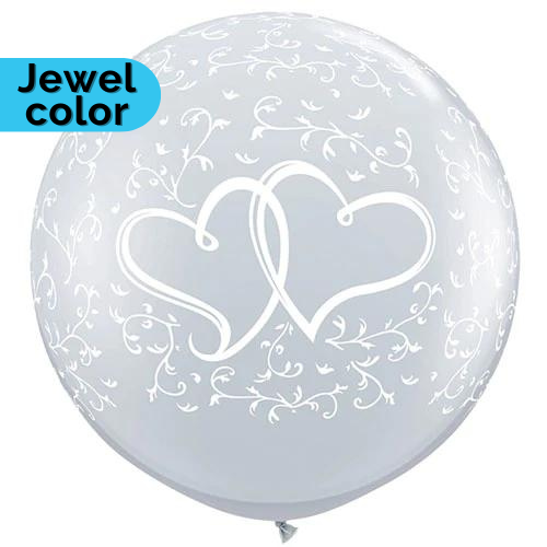 Qualatex Balloons Entwined Hearts on Diamond Clear 36"