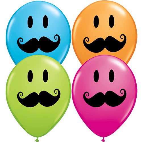 (Closeout) Qualatex Balloons Smiley Face Mustache Assortment 5" 100pc.