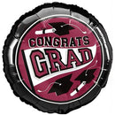 Congrats Grad Burgundy Berry School Balloons 18"
