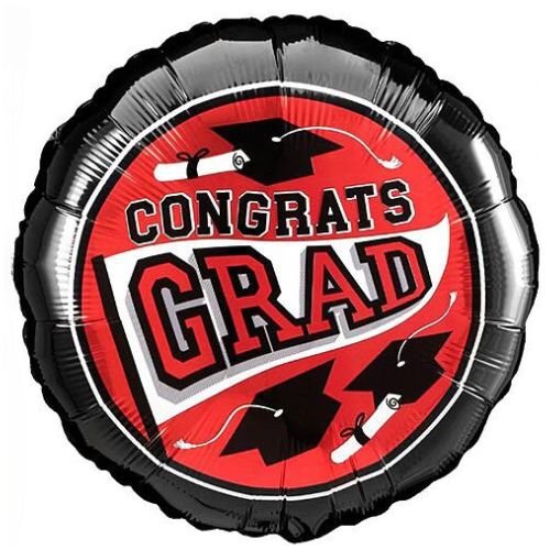 Congrats Grad Red School Balloons 18"