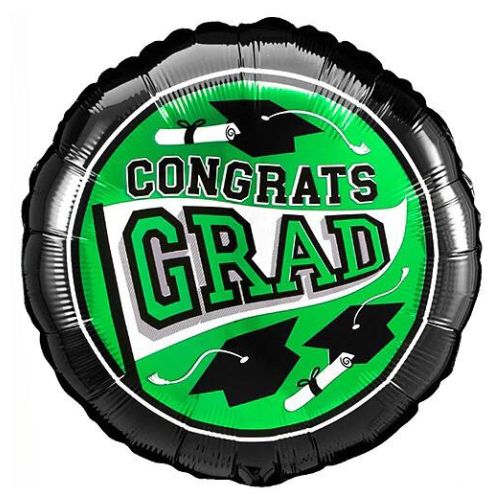 Congrats Grad Green School Balloons 18"