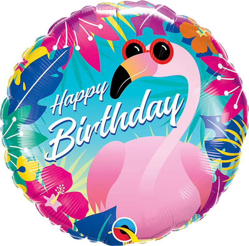Tropical Flamingo Birthday Balloons 18in.