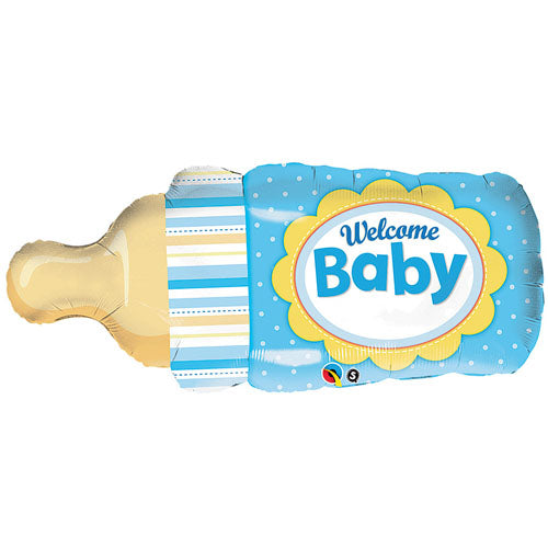 Welcome Baby Boy Blue Bottle Shape Balloons 39in.