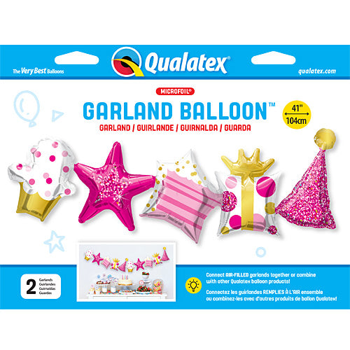 Birthday Pink Garland Balloons 41"