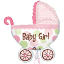 Baby Girl Buggy Shape Balloons 31in.