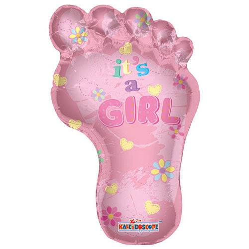 (Closeout) Baby Girl Footprints Balloons 36"