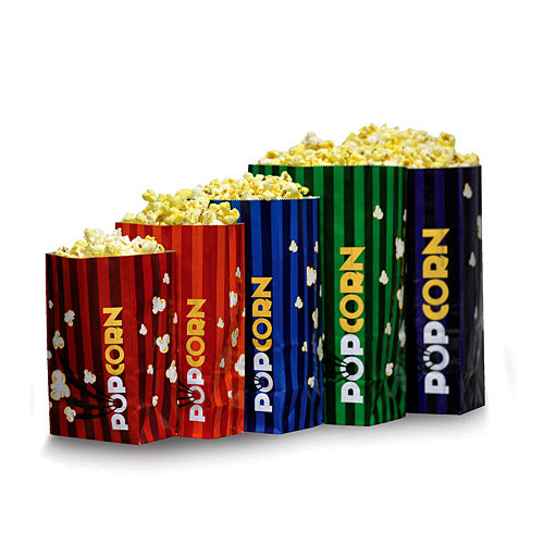 Striped Laminated Popcorn Bags Size Selections
