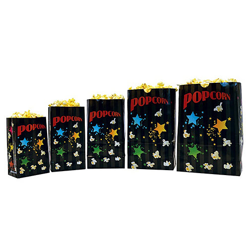 Stars Laminated Popcorn Bags Size Selections