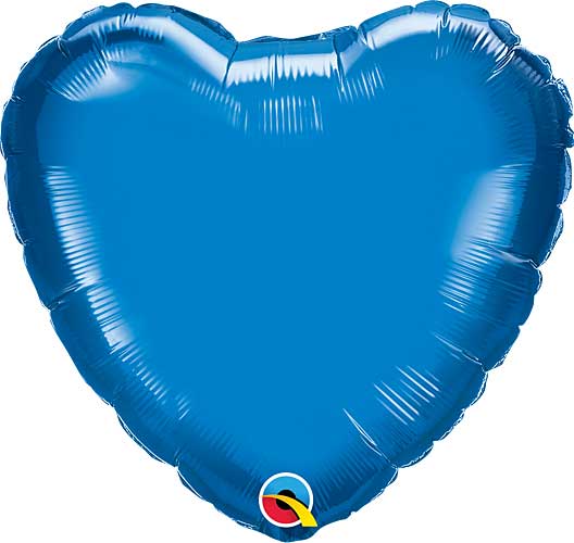 Sapphire Blue Foil Heart Balloons Size Selections