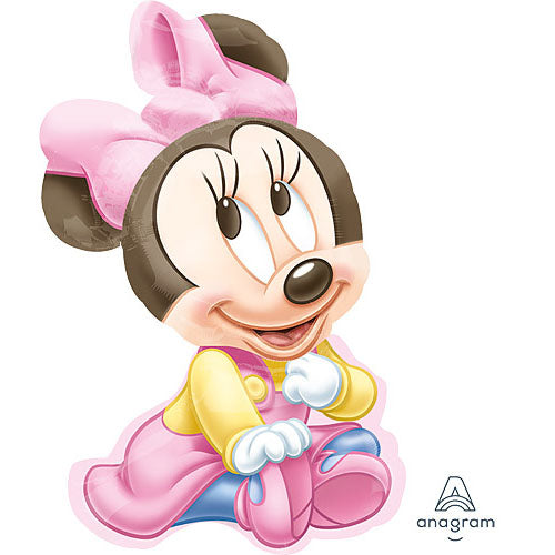 Baby Minnie Mouse with pink ribbon in her hair