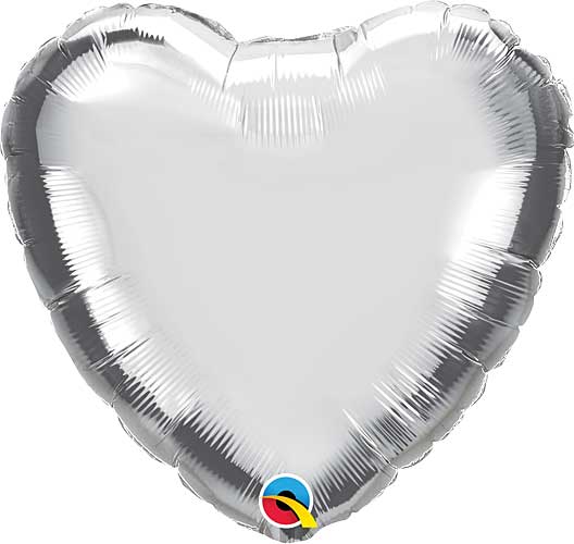 Silver Foil Heart Balloons Size Selections