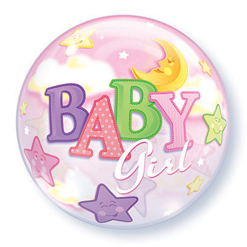 Baby Girl Celestial Bubble Balloons 22in.