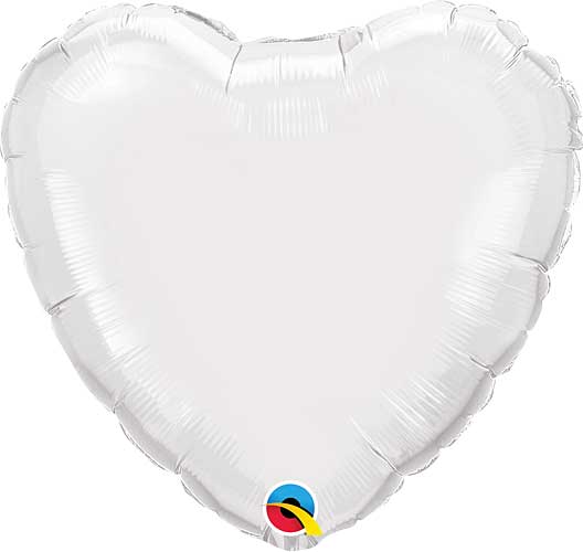 White Foil Heart Balloons Size Selections