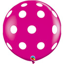 (Closeout) Qualatex Balloons Big Polka Dots Wild Berry 36"