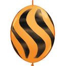 (Closeout) Qualatex Balloons Quicklink Orange w/ Black Wavy Stripes  12"