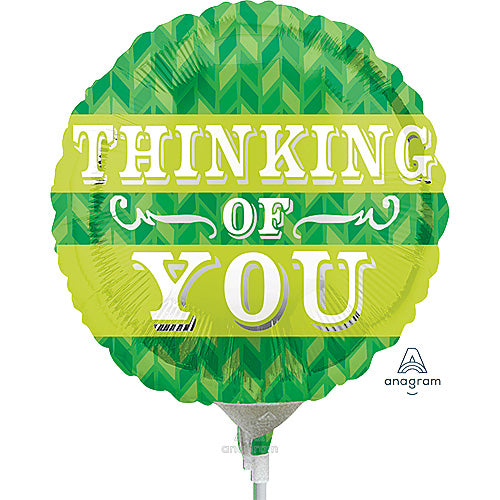 Thinking Of You Green Chevrons Balloons 4"