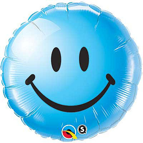 Smiley Face Blue Balloons 18"