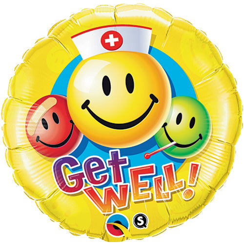 (Closeout) Get Well Smiley Jumbo Balloons 36"