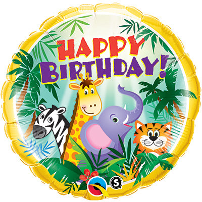 Jungle Friends Birthday Balloons 18in.