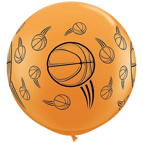 Qualatex Basketballs On Orange Latex 36" F052