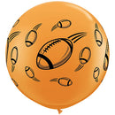 (Closeout) Qualatex Balloons Footballs On Orange Latex 36"