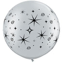(Closeout) Qualatex Balloons Sparkle & Swirls Silver 30"